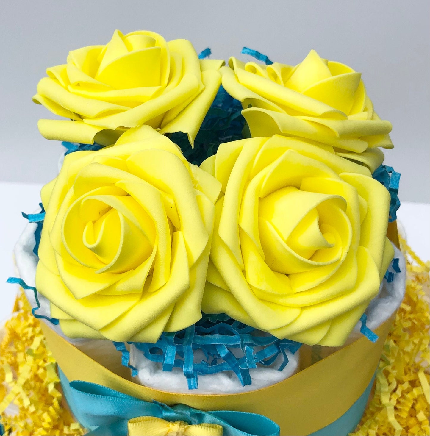 Diaper Cake 3 Tier, Bumble Bee Style, Unisex,Neutral,Baby Shower Centerpiece Decor Gift, Practical Handmade Gift