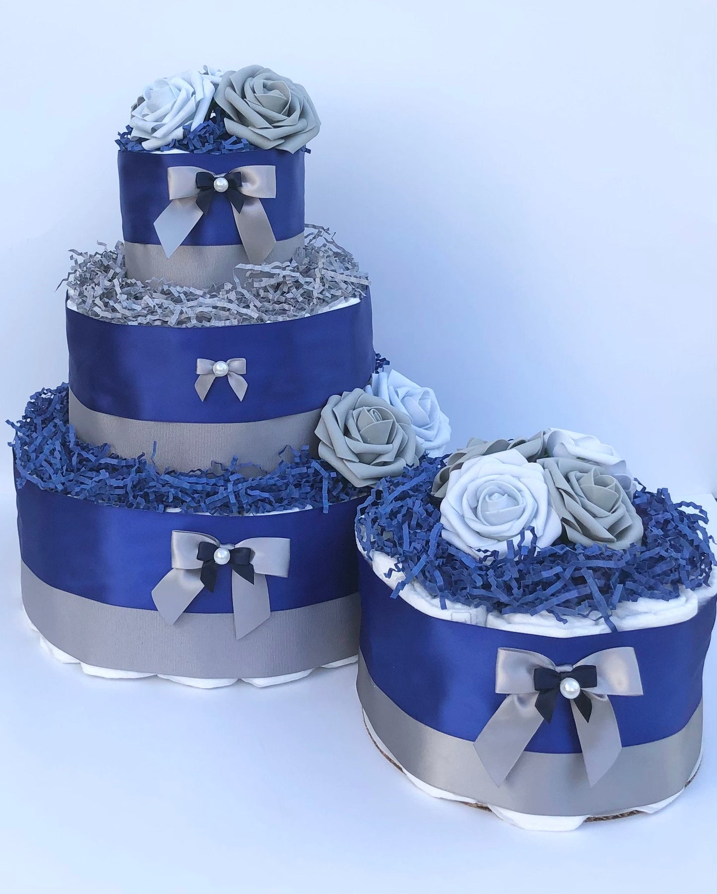 Diaper Cake 1 Tier, Royal Baby Style, Baby Shower Centerpiece Decor Gift,Neutral,Practical Handmade Gift