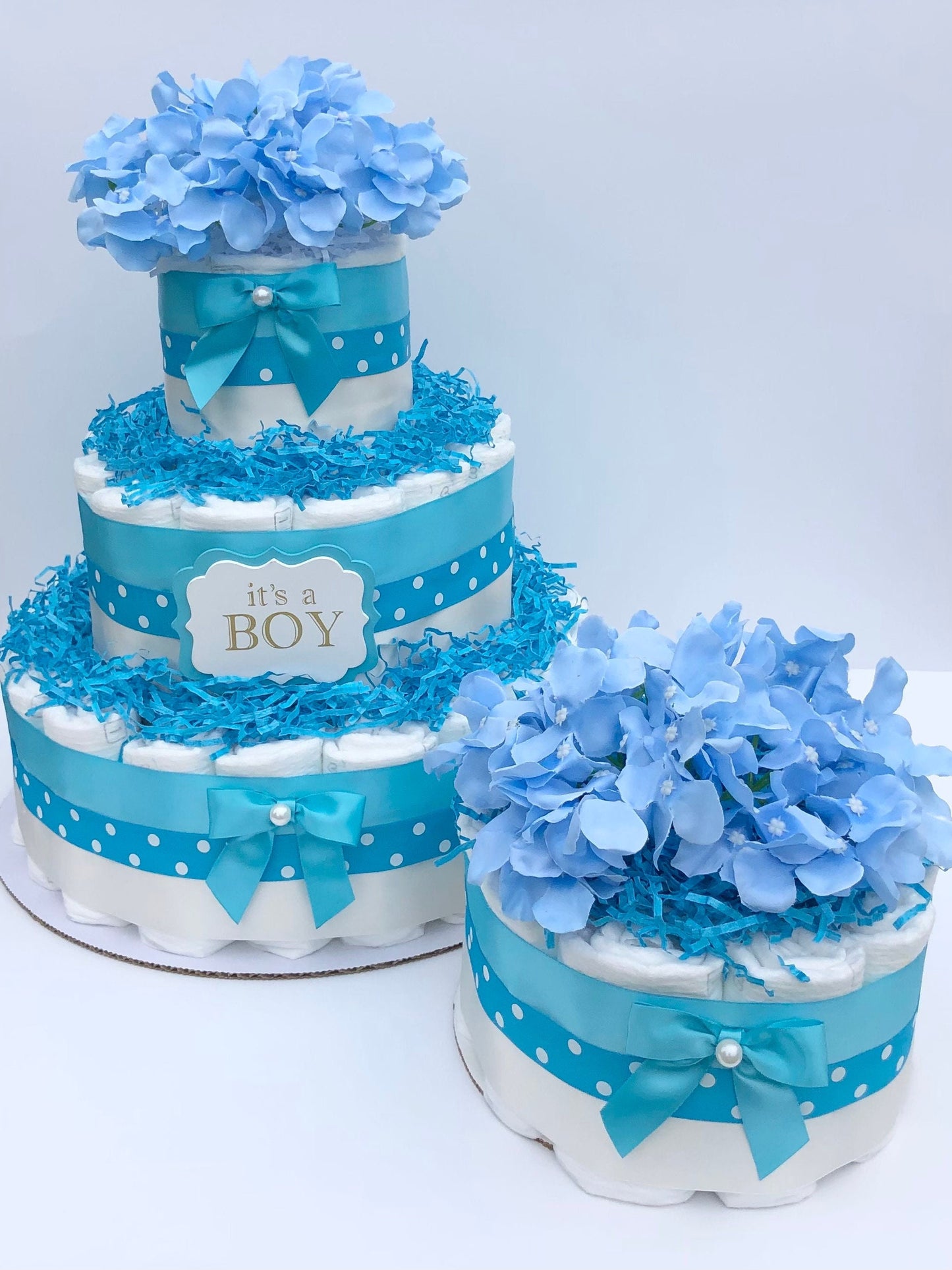 Diaper Cake 1 Tier, Classic/ Polka Dot Style, Unisex,Baby Shower Centerpiece Decor Gift, Neutral, Practical Handmade Gift