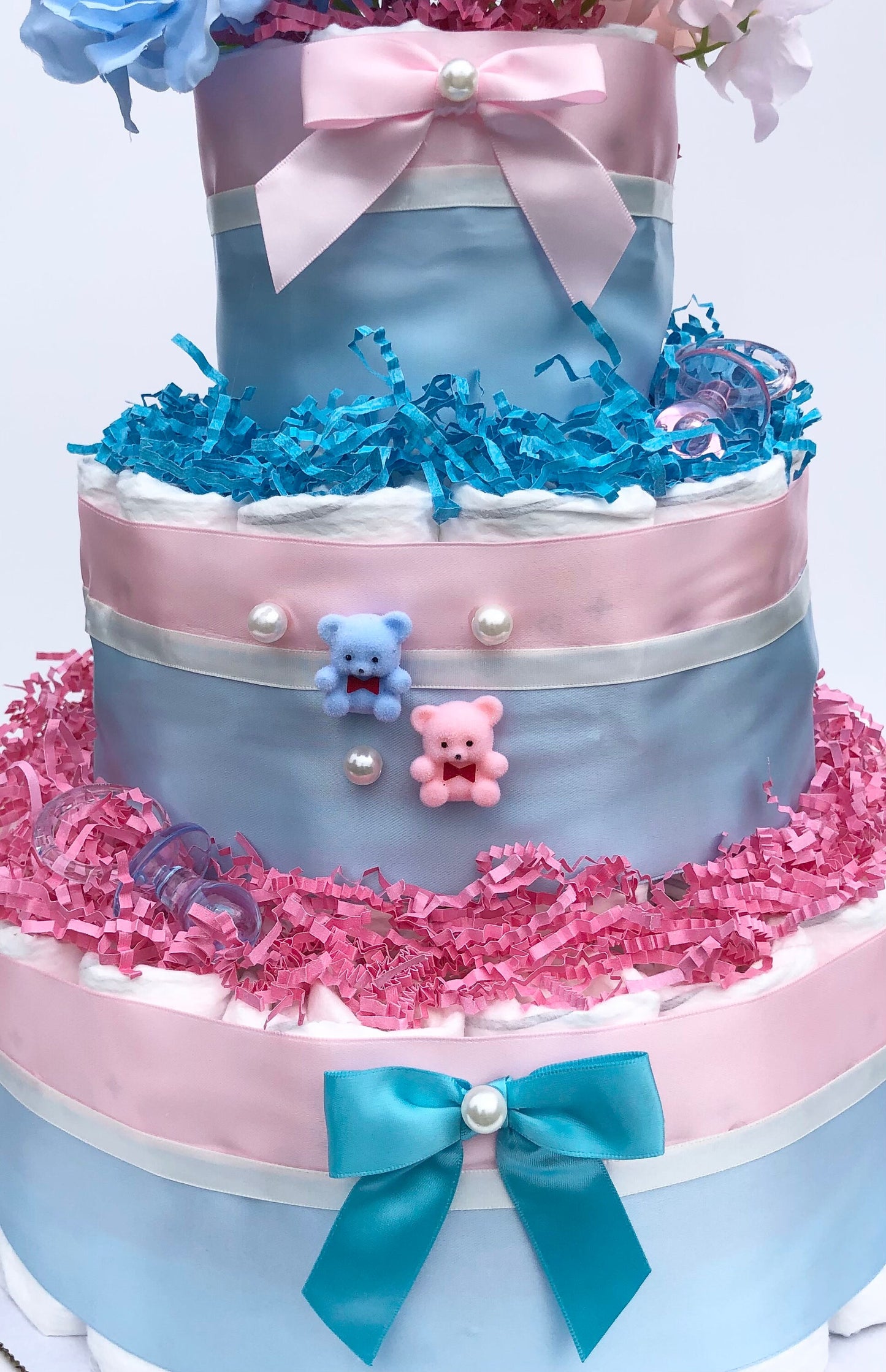 Diaper Cake 3 Tier,Gender Reveal, Unisex,Baby Shower Centerpiece Decor Gift, Practical Handmade Gift