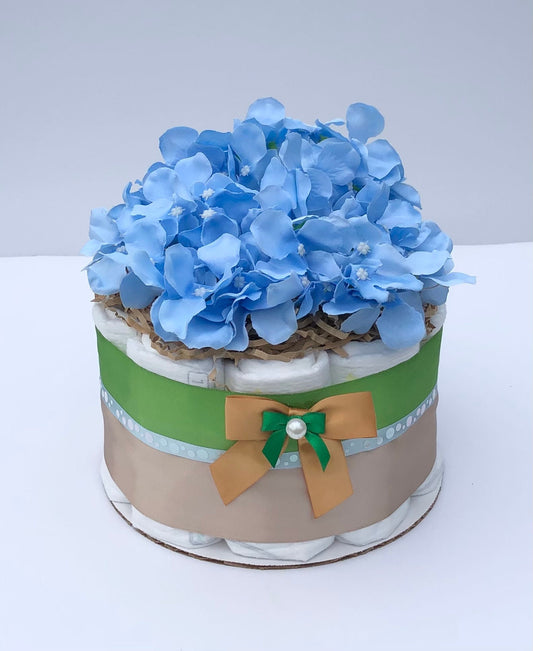 Diaper Cake 1 Tier, Forest/Woodland Style, Unisex,Baby Shower Centerpiece Decor Gift, Neutral, Practical Handmade Gift