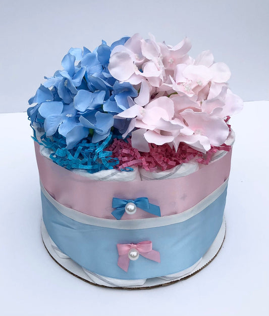 Diaper Cake 1 Tier, Gender Reveal,Unisex, Baby Shower Centerpiece Decor Gift, Neutral, Practical Handmade Gift
