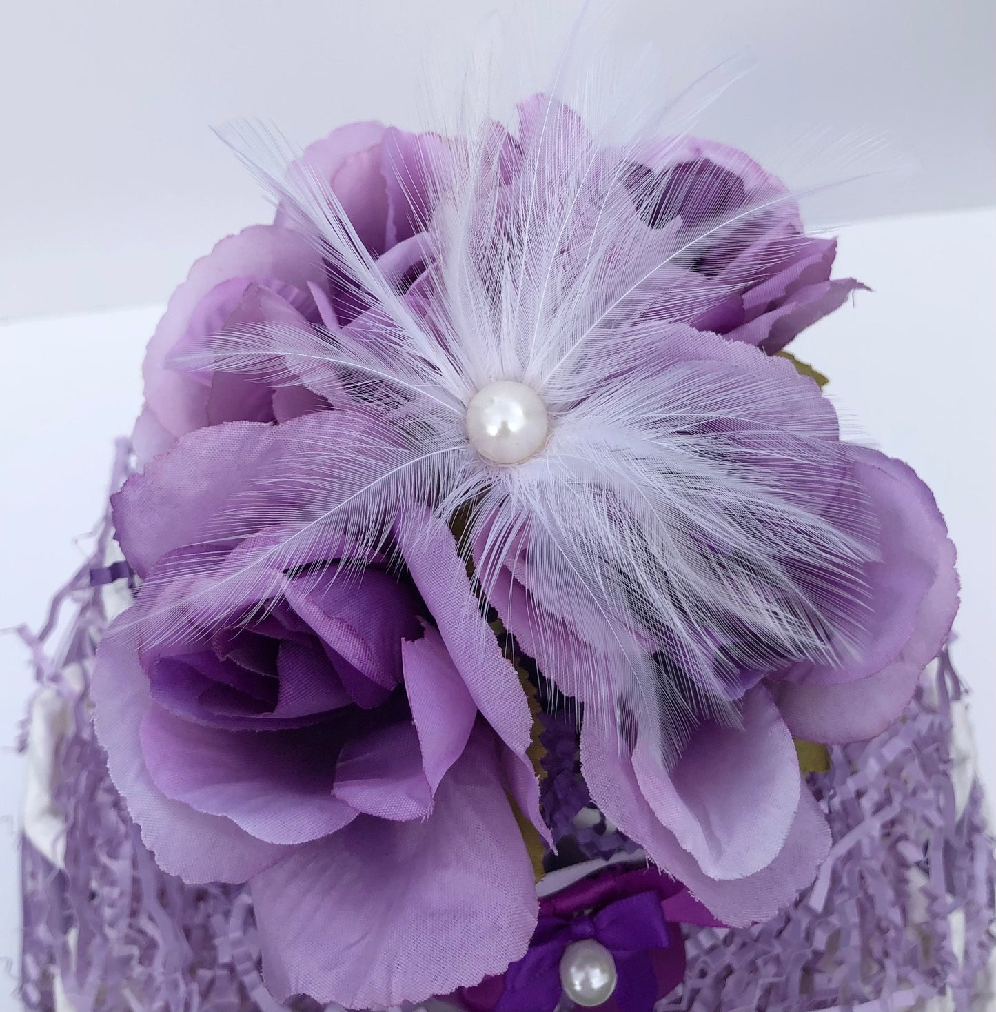 Diaper Cake 3 Tier, Violet Style, Baby Girl, Baby Shower Centerpiece Decor Gift,Neutral, Practical Handmade Gift