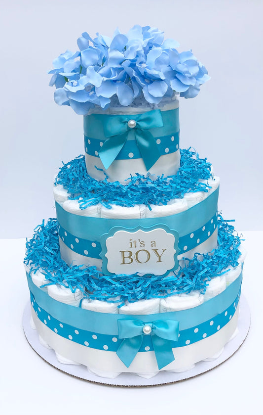 Diaper Cake 3 Tier, Polka Dot/Classic Style, Baby Shower Centerpiece Decor Gift, Neutral,Practical Handmade Gift