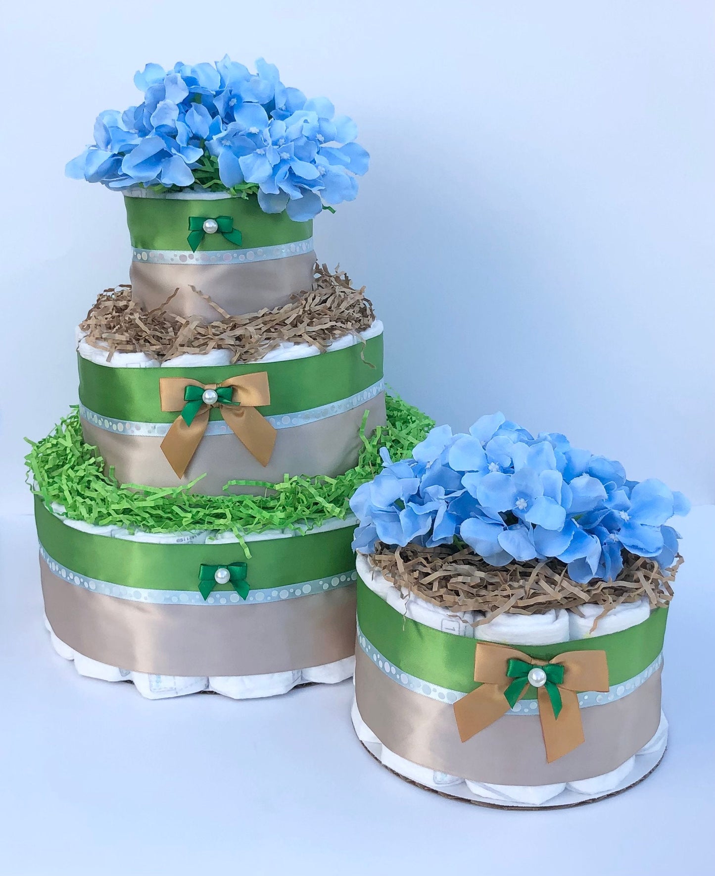 Diaper Cake 3 Tier, Forest/Woodland  Style, Unisex,Neutral,Baby Shower Centerpiece Decor Gift, Practical Handmade Gift