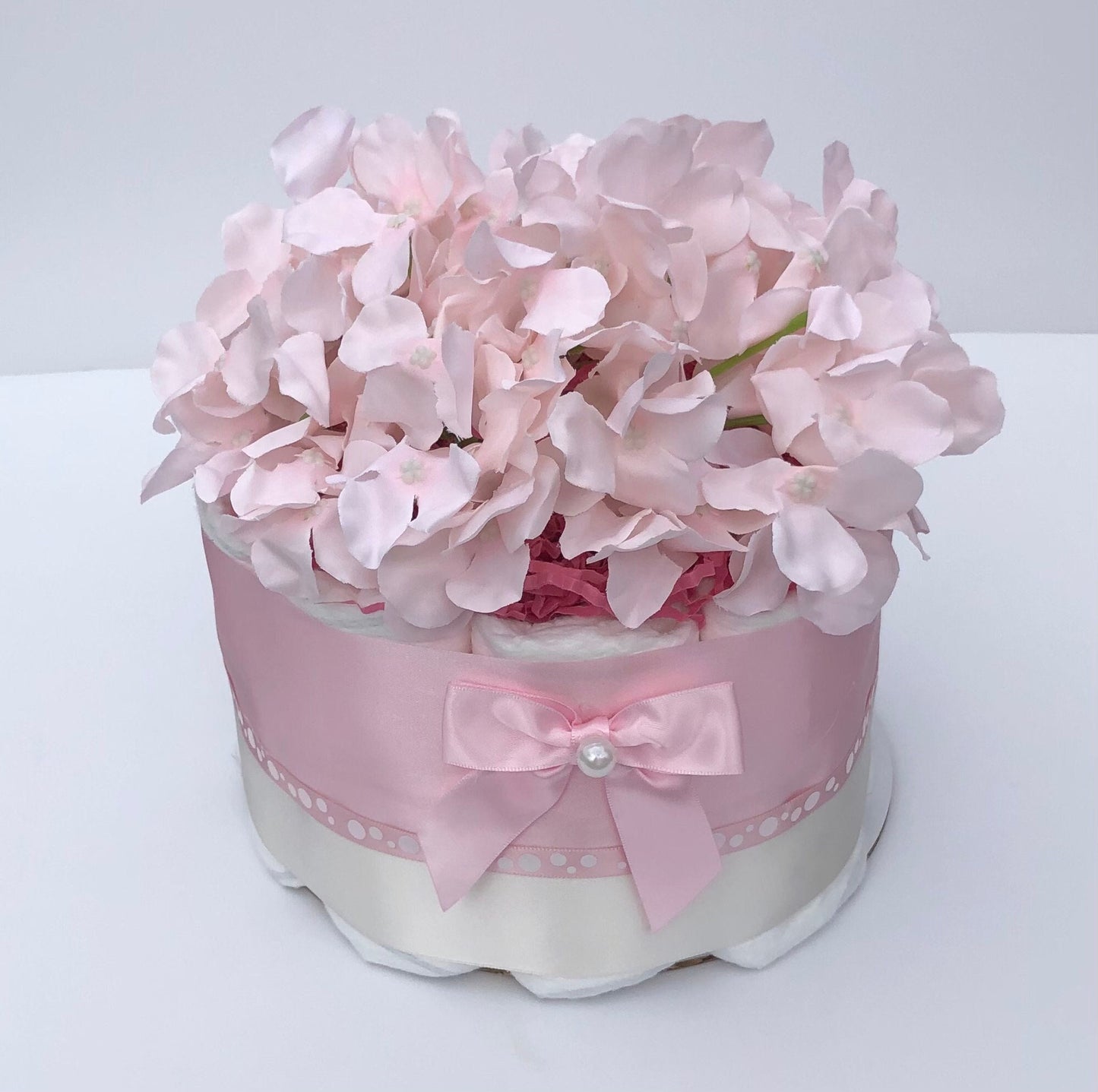 Diaper Cake 1 Tier, Pastel Pink Style, Baby Shower Centerpiece Decor Gift,Baby Girl,Neutral, Practical Handmade Gift