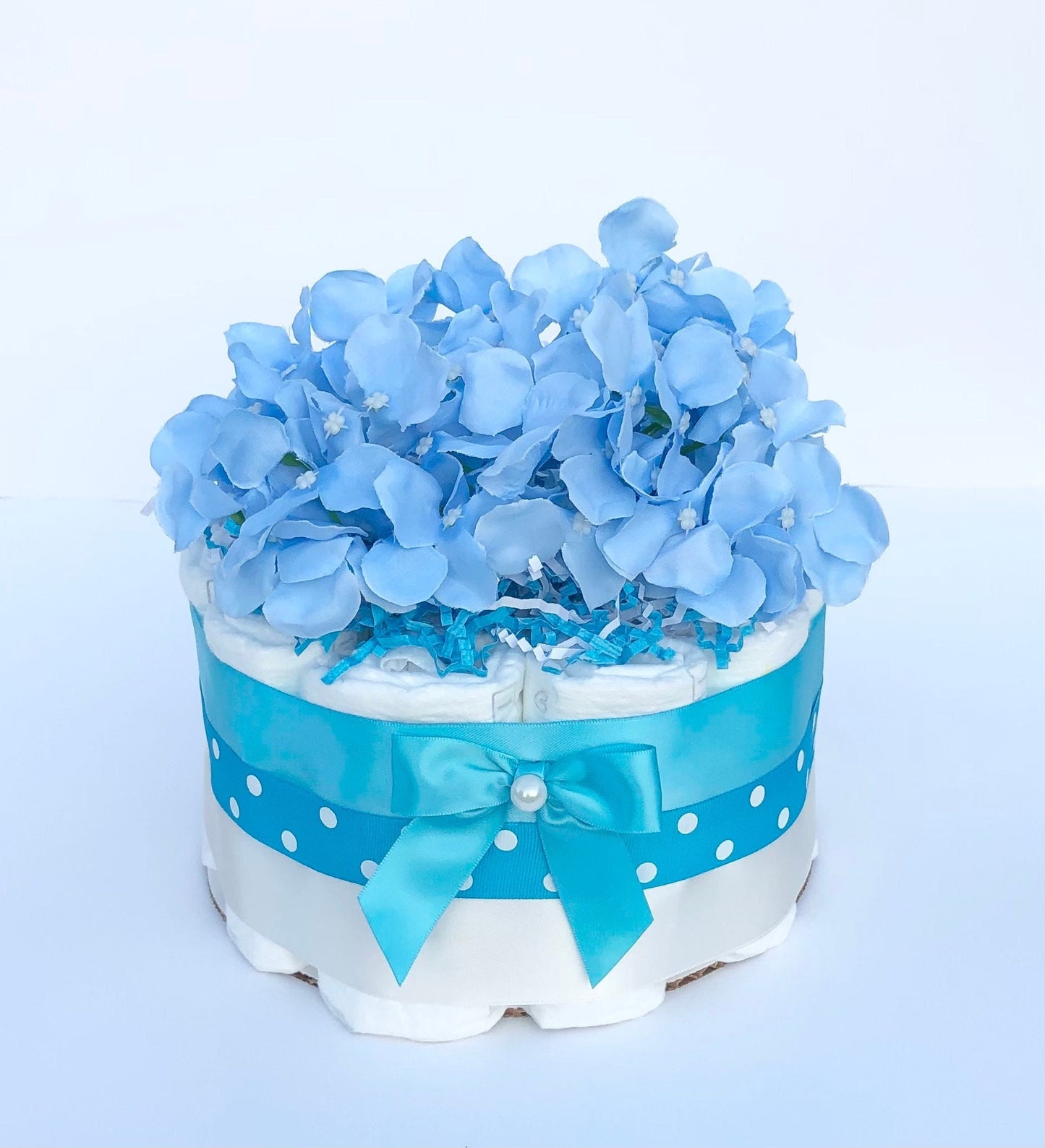 Diaper Cake 1 Tier, Classic/ Polka Dot Style, Unisex,Baby Shower Centerpiece Decor Gift, Neutral, Practical Handmade Gift