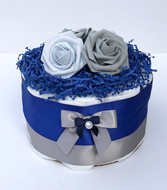 Diaper Cake 1 Tier, Royal Baby Style, Baby Shower Centerpiece Decor Gift,Neutral,Practical Handmade Gift