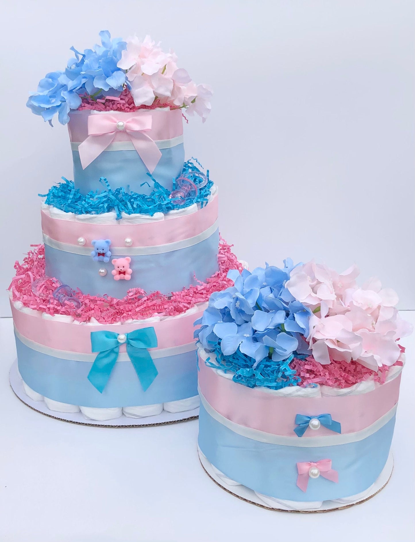 Diaper Cake 1 Tier, Gender Reveal,Unisex, Baby Shower Centerpiece Decor Gift, Neutral, Practical Handmade Gift